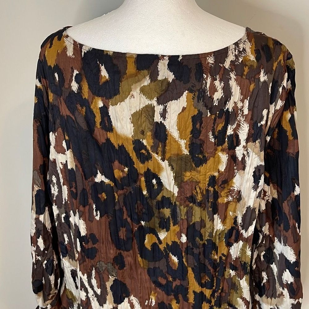 East Womens Animal Print Dress Long Sleeve Scoopneck Brown Size Large - Picture 4 of 10